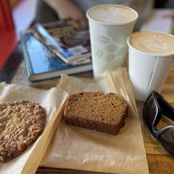 Bookworks - Oatmeal cookie, pumpkin bread, macadamia nut latte, lavender honey latte