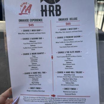HRB Experience - Dine LA menu - Sushi Bars Near Me - Los Angeles, California