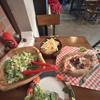 Brick Oven Pizzeria - Caesar salad, French fries, Ajarski with Ham and Basturma - Pizza Near Me - Glendale, California