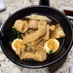 Pork Ramen with Chashu Pork, Pork Dumpling, Soy Egg, Chicharrones & Green Onions. delicious!!! Pork Ramen with Chashu Pork, Pork Dumpling, Soy Egg, Chicharrones & Green Onions. delicious!!!
