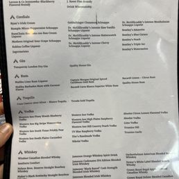 spirits menu spirits menu