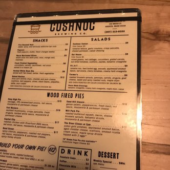 Cushnoc Brewing - Menu Pic - Breweries Near Me - Augusta, Maine