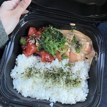 Island Poke UUKI - 2 item poke with sweet&spicy tuna and spicy mayo salmon - Poke Near Me - Irvine, California Island Poke UUKI - 2 item poke with sweet&spicy tuna and spicy mayo salmon - Poke Near Me - Irvine, California