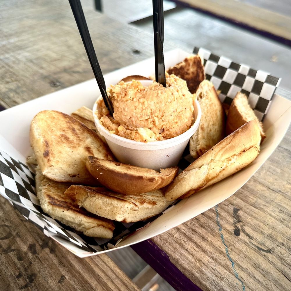 Moon Tower - Chipotle Pimento Cheese and Our o.g . pretzel Buns Grilled up to Spread It on - Dive Bars Near Me - Houston, Texas Moon Tower - Chipotle Pimento Cheese and Our o.g . pretzel Buns Grilled up to Spread It on - Dive Bars Near Me - Houston, Texas