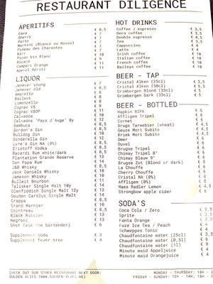 Menu photo 1 Restaurant Diligence Bruges, VWV