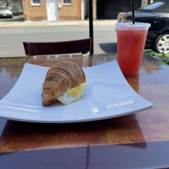Friends Cafe - Bacon, Egg, and cheese on a croissant. Watermelon refresher - Cafes Near Me - New Brunswick, New Jersey Friends Cafe - Bacon, Egg, and cheese on a croissant. Watermelon refresher - Cafes Near Me - New Brunswick, New Jersey