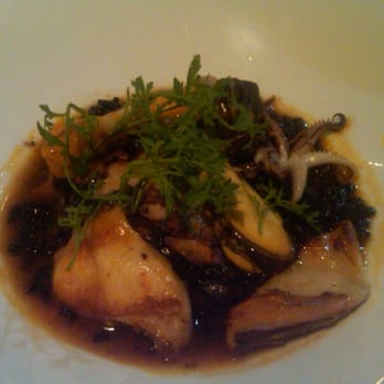 Prospect - Seared Octopus & Calamari w/ Black Rice, Mussels, and Saffron broth - New American Near Me - San Francisco, California Prospect - Seared Octopus & Calamari w/ Black Rice, Mussels, and Saffron broth - New American Near Me - San Francisco, California