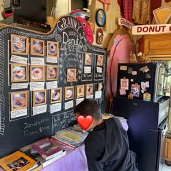Granny's Gourmet Donuts - Menu and indoor area