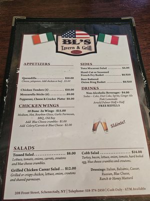 Menu photo 1 BL's Tavern Schenectady, NY