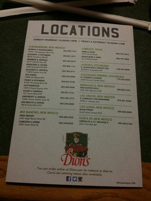 Menu photo 2 Dion's Pizza Albuquerque, NM Menu photo 2 Dion's Pizza Albuquerque, NM