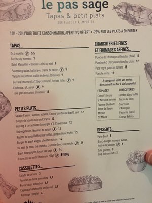 Menu photo 1 Le Pas Sage Paris, 75 Menu photo 1 Le Pas Sage Paris, 75