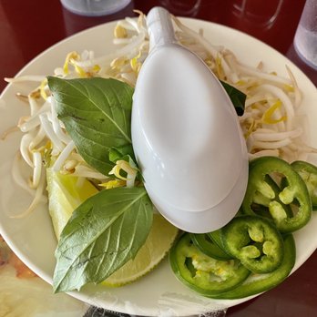 Pho Minh's - Bean sprouts, peppers, mints and limes for the pho - Vietnamese Near Me - Linden, New Jersey