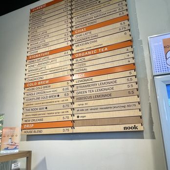 Nook Coffee Bar - Menu (January 2026) - Coffee & Tea Near Me - Costa Mesa, California