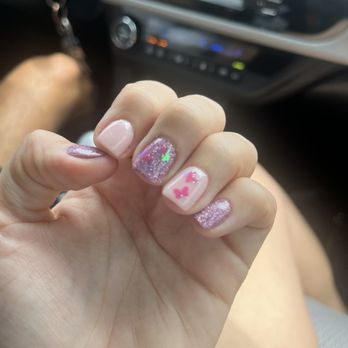 Pretty Nail Lounge - Dip mani with butterflies - Nail Salons Near Me - Montebello, California Pretty Nail Lounge - Dip mani with butterflies - Nail Salons Near Me - Montebello, California