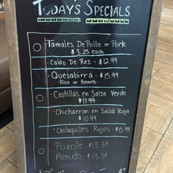 Today's (Saturday) Specials