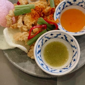 Pineapple Thai - Calamari with sweet chili and lemon salsa sauces - Thai Near Me - Cupertino, California Pineapple Thai - Calamari with sweet chili and lemon salsa sauces - Thai Near Me - Cupertino, California