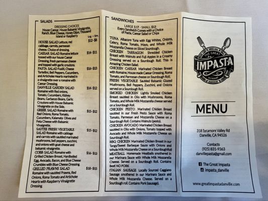 Menu photo 3 The Great Impasta Danville, CA Menu photo 3 The Great Impasta Danville, CA