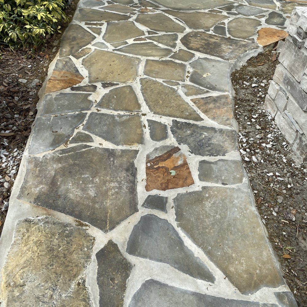 ROCK STAR STONE MASONRY - Acid turned the pavers yellow. They look burned. - Masonry/Concrete Near Me