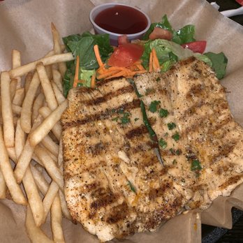 Hook'd Fish Grill - Grilled MahiMahi with Cajun Butter, Fries, and Salad - Seafood Near Me - Northridge, California