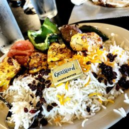 Saffron Chicken Kabob Plate