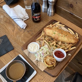The Dearborn - Fish and Chips - 2 - With side of curry sauce. - New American Near Me - Chicago, Illinois