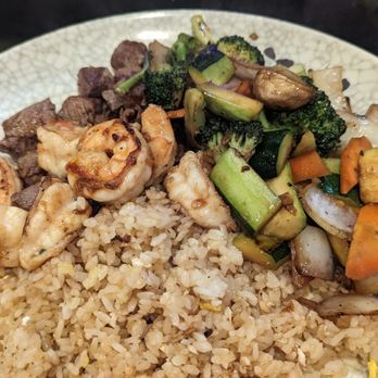 Fyhre Hibachi - Steak and shrimp combo with fried rice (+$3 fried rice) - Japanese Near Me - Carle Place, New York Fyhre Hibachi - Steak and shrimp combo with fried rice (+$3 fried rice) - Japanese Near Me - Carle Place, New York