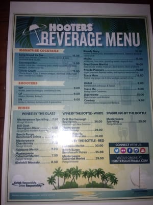 Menu photo 2 Hooters Surfers Paradise, QLD