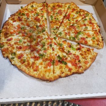 Pizza Roma - White Bianca sauce pizza either tomatoes, green peppers and roasted red peppers - Pizza Near Me - Cleveland, Ohio Pizza Roma - White Bianca sauce pizza either tomatoes, green peppers and roasted red peppers - Pizza Near Me - Cleveland, Ohio