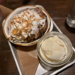 Bread pudding with vanilla ice cream