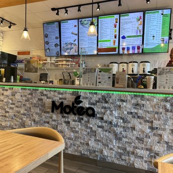 Motea Plus - menus on the wall of the restaurant - Bubble Tea Near Me - Orland Hills, Illinois