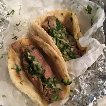 Allende Restaurant - Tacos de lengua with onions and cilantro - Mexican Near Me - Chicago, Illinois