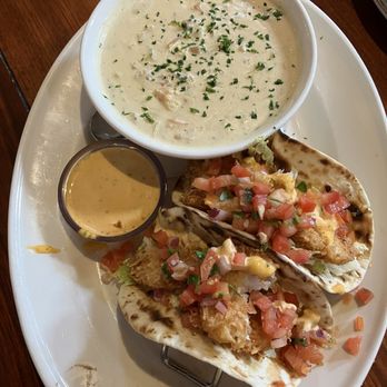 Bahama Breeze - Coconut Shrimp Tacos with Seafood Chowder - Seafood Near Me - Altamonte Springs, Florida Bahama Breeze - Coconut Shrimp Tacos with Seafood Chowder - Seafood Near Me - Altamonte Springs, Florida