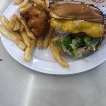 R Burgers - $9 cheeseburger and tender combo ... a few tenders missing from photo - Burgers Near Me - Riverside, California R Burgers - $9 cheeseburger and tender combo ... a few tenders missing from photo - Burgers Near Me - Riverside, California