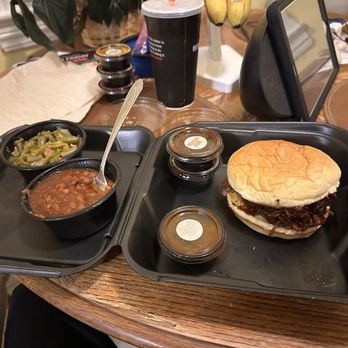 Mission BBQ - Chop brisket, sandwich baked beans, and string beans. - Barbeque Near Me - Mentor, Ohio
