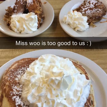 Miss Worcester Diner - Chunky monkey pancakes in the front. Crunchy French toast on the left and Banana Bread French Toast on the right. - Diners Near Me - Worcester, Massachusetts Miss Worcester Diner - Chunky monkey pancakes in the front. Crunchy French toast on the left and Banana Bread French Toast on the right. - Diners Near Me - Worcester, Massachusetts