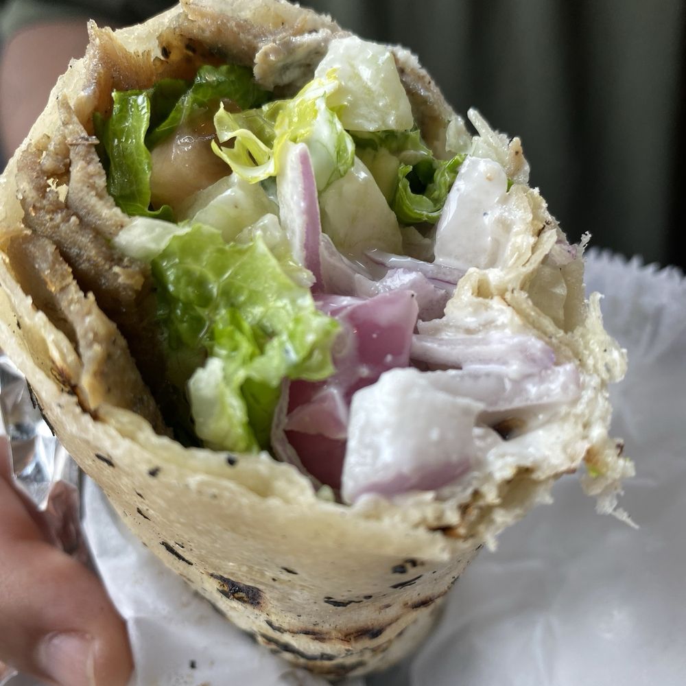 The Kebab Shop - Beef and lamb wrap-it's light on the meat for some reason - Mediterranean Near Me - Georgetown, Texas