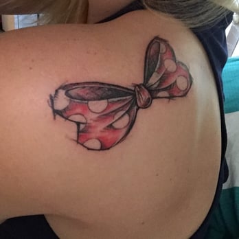 Black HAND Tattoo - Supposed to look like t was a sketch version of the Minnie Mouse bow. I love it. By Trevor. - Tattoo Near Me - Chattanooga, Tennessee