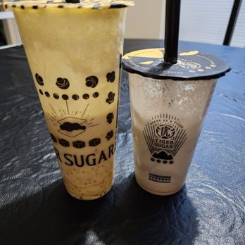 Tiger Sugar - Right - Taro Milk Tea Left - Mango Sago - Bubble Tea Near Me - Columbus, Ohio