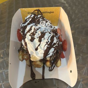 Wafels & Dinges - Waffle with strawberries,whip and chocolate - Waffles Near Me Wafels & Dinges - Waffle with strawberries,whip and chocolate - Waffles Near Me