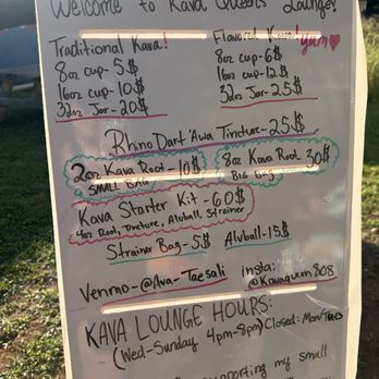 Kava Queen Kava Bar - Here is her menu! Go support local business women! - Bars Near Me - Waialua, Hawaii