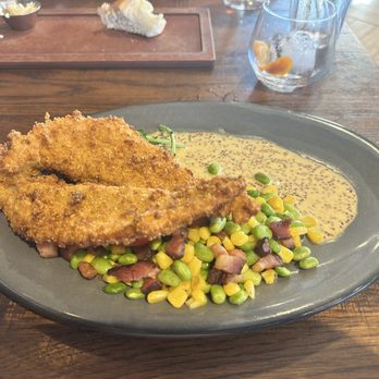 Paddlefish - Fried Catfish with Succotash. - Seafood Near Me - Orlando, Florida