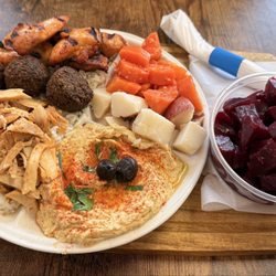 Hummus Mediterranean Kitchen - The combination platter and extra beets