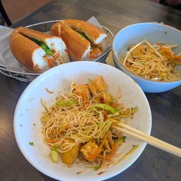 Kids Vermicelli in two bowls and bahn mi Kids Vermicelli in two bowls and bahn mi