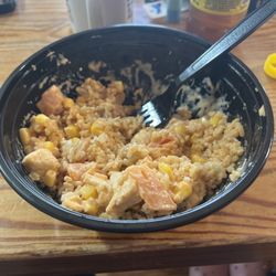 Sweetfish Bubble Tea and Poke Bowl - Regular bowl with Salmon,Chicken,Corn,Brown rice, Kimchi mayo