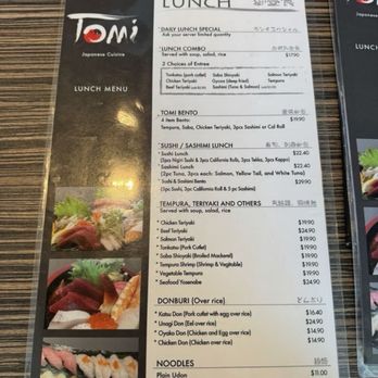 Sushi Tomi - Lunch menu - Sushi Bars Near Me - Mountain View, California
