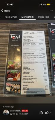 Menu photo 1 Sushi Tomi Mountain View, CA
