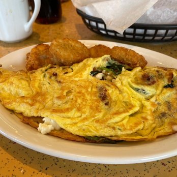 Noshville - Bacon , Spinach & Cheese Omelette (I had Feta) - Delis Near Me - Nashville, Tennessee Noshville - Bacon , Spinach & Cheese Omelette (I had Feta) - Delis Near Me - Nashville, Tennessee