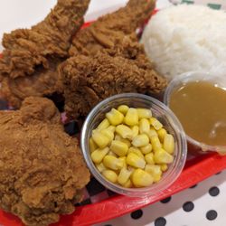 McJolly Filipino Fast Food - Combo Meal #3 - fried chicken with rice, corn and gravy