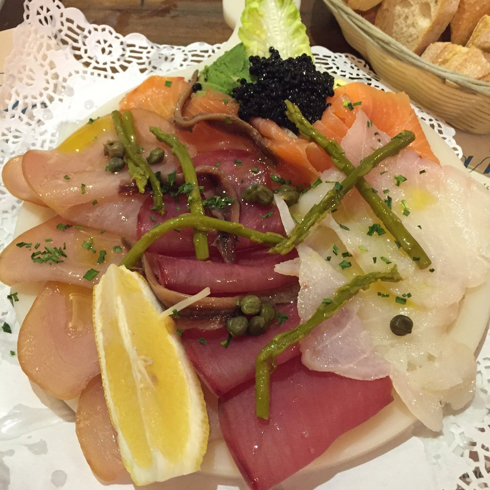Bodegas Castañeda - Salmon,tuna,cod and ham with anchovies - Spanish Near Me - Granada, GR Bodegas Castañeda - Salmon,tuna,cod and ham with anchovies - Spanish Near Me - Granada, GR