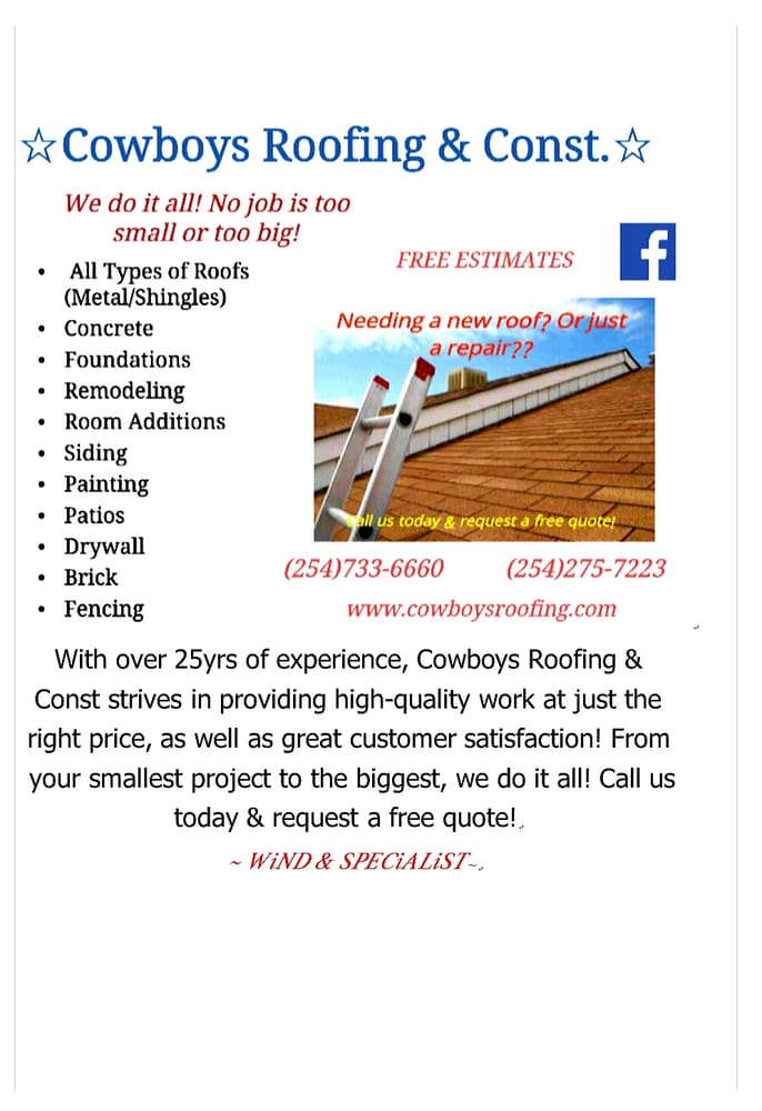 Slide of Cowboys Roofing & Const.